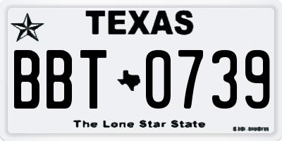 TX license plate BBT0739