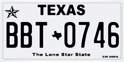 TX license plate BBT0746