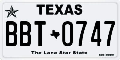 TX license plate BBT0747