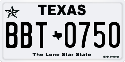 TX license plate BBT0750