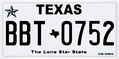 TX license plate BBT0752