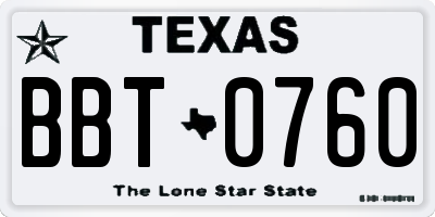 TX license plate BBT0760