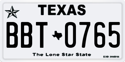 TX license plate BBT0765