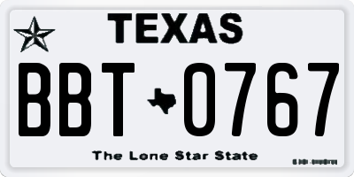 TX license plate BBT0767