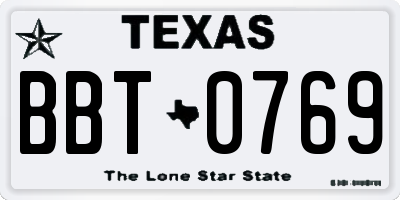 TX license plate BBT0769