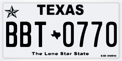 TX license plate BBT0770