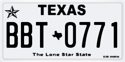 TX license plate BBT0771