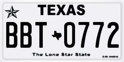 TX license plate BBT0772