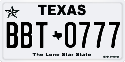TX license plate BBT0777