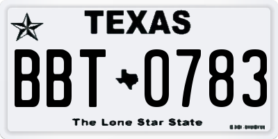TX license plate BBT0783