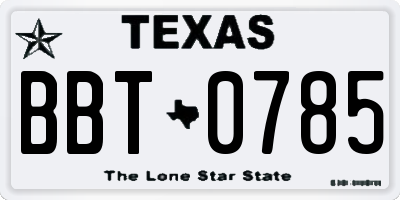 TX license plate BBT0785