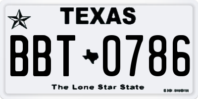 TX license plate BBT0786