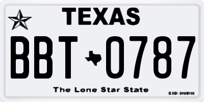 TX license plate BBT0787