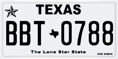 TX license plate BBT0788