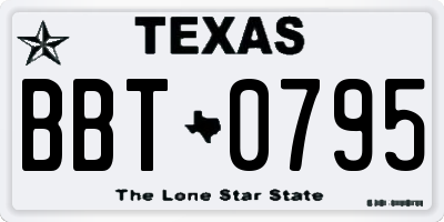 TX license plate BBT0795