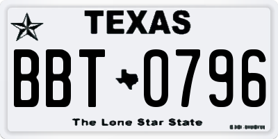 TX license plate BBT0796