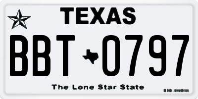 TX license plate BBT0797