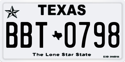 TX license plate BBT0798