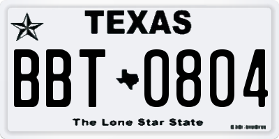 TX license plate BBT0804