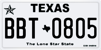 TX license plate BBT0805