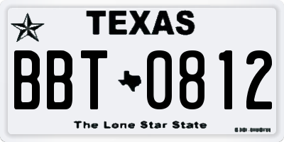 TX license plate BBT0812