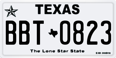 TX license plate BBT0823