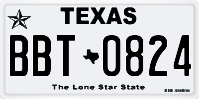TX license plate BBT0824