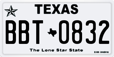 TX license plate BBT0832