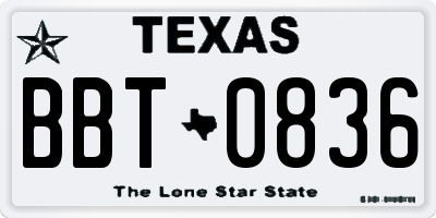 TX license plate BBT0836