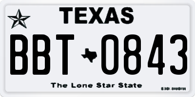 TX license plate BBT0843