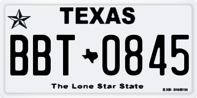 TX license plate BBT0845