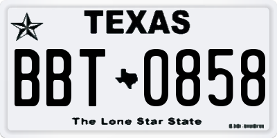 TX license plate BBT0858