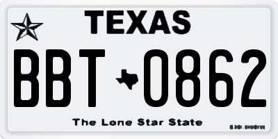 TX license plate BBT0862