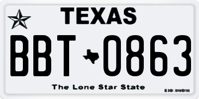TX license plate BBT0863