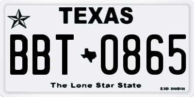 TX license plate BBT0865