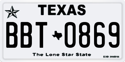 TX license plate BBT0869