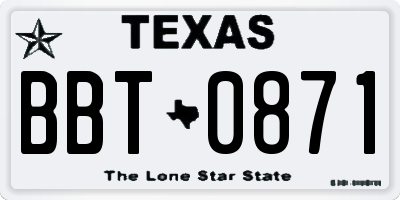 TX license plate BBT0871