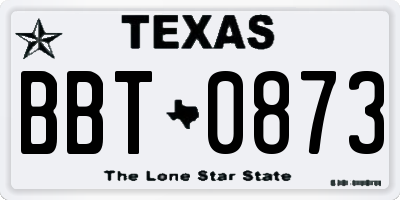 TX license plate BBT0873