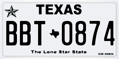 TX license plate BBT0874