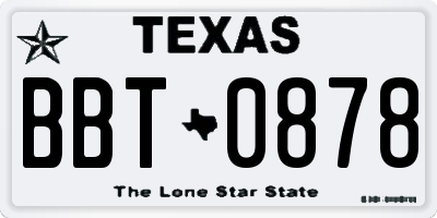 TX license plate BBT0878