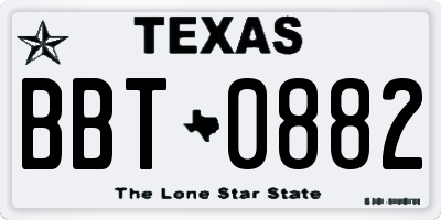 TX license plate BBT0882