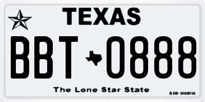TX license plate BBT0888