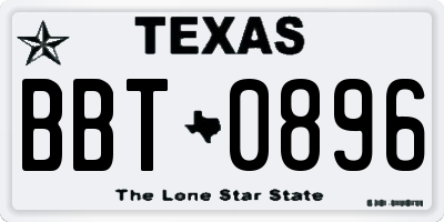 TX license plate BBT0896