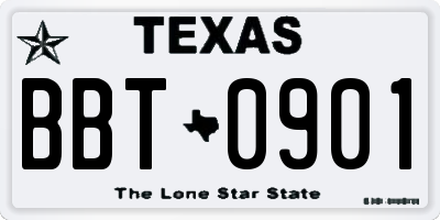 TX license plate BBT0901