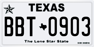 TX license plate BBT0903