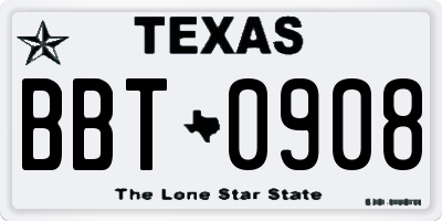 TX license plate BBT0908