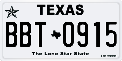TX license plate BBT0915