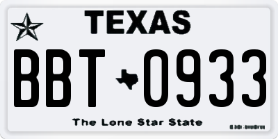 TX license plate BBT0933