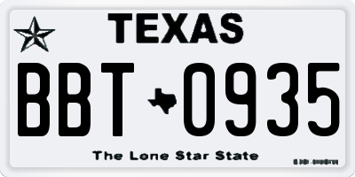 TX license plate BBT0935