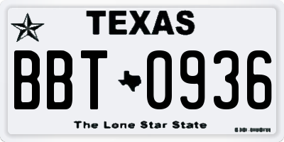 TX license plate BBT0936
